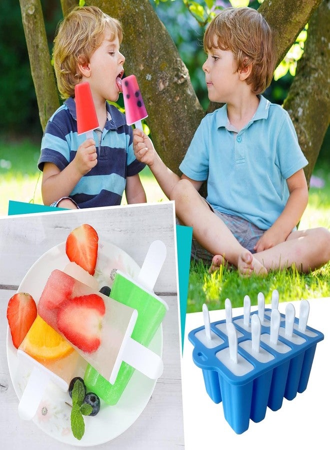 Midnadiy Silicone Popsicle Molds with Sticks, Easy Release Popsicle Maker Mold Set, BPA Free Ice Pop Mold, 10-Cavity Homemade Ice Cream Mold for Kids, Toddlers, Adults - Image 5